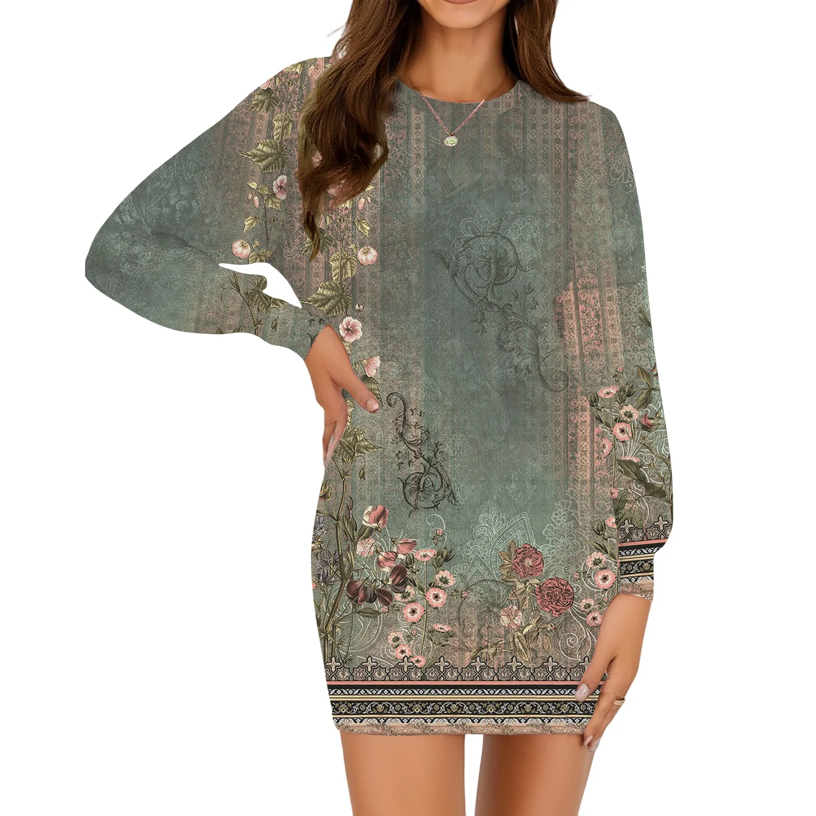 تي شيرت متوسط الطول فساتين الصيف الاتجاه المرأة المطبوعة فضفاضة موضة قصيرة الأكمام ملابس يومية غير رسمية Vestidos traf zara 2025 #2