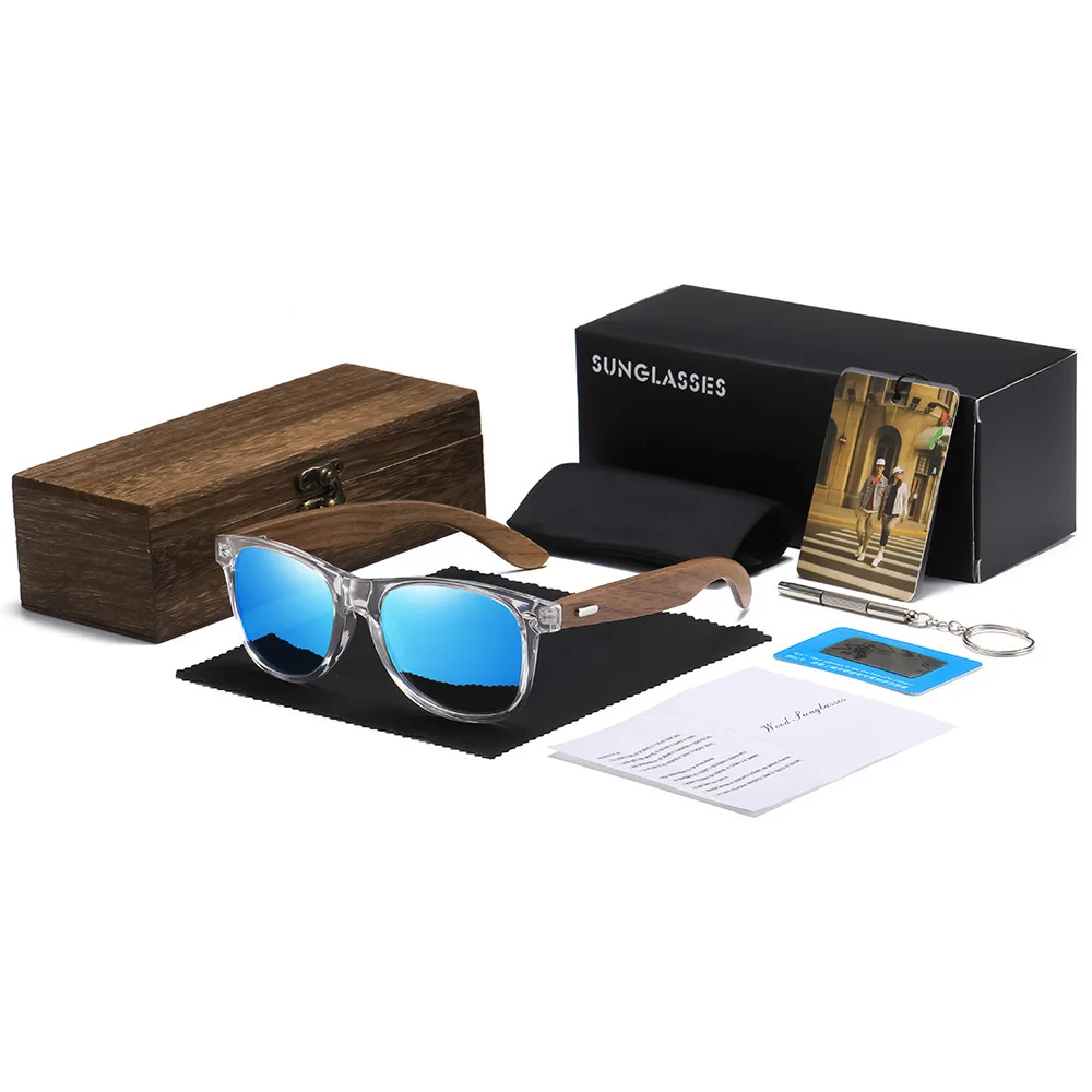 

Brand 2026 Fashion 100%Handmade Natural Wooden Men Sunglasses Polarized Women UV400 Mirror Eyewear With 2Pcs And Box