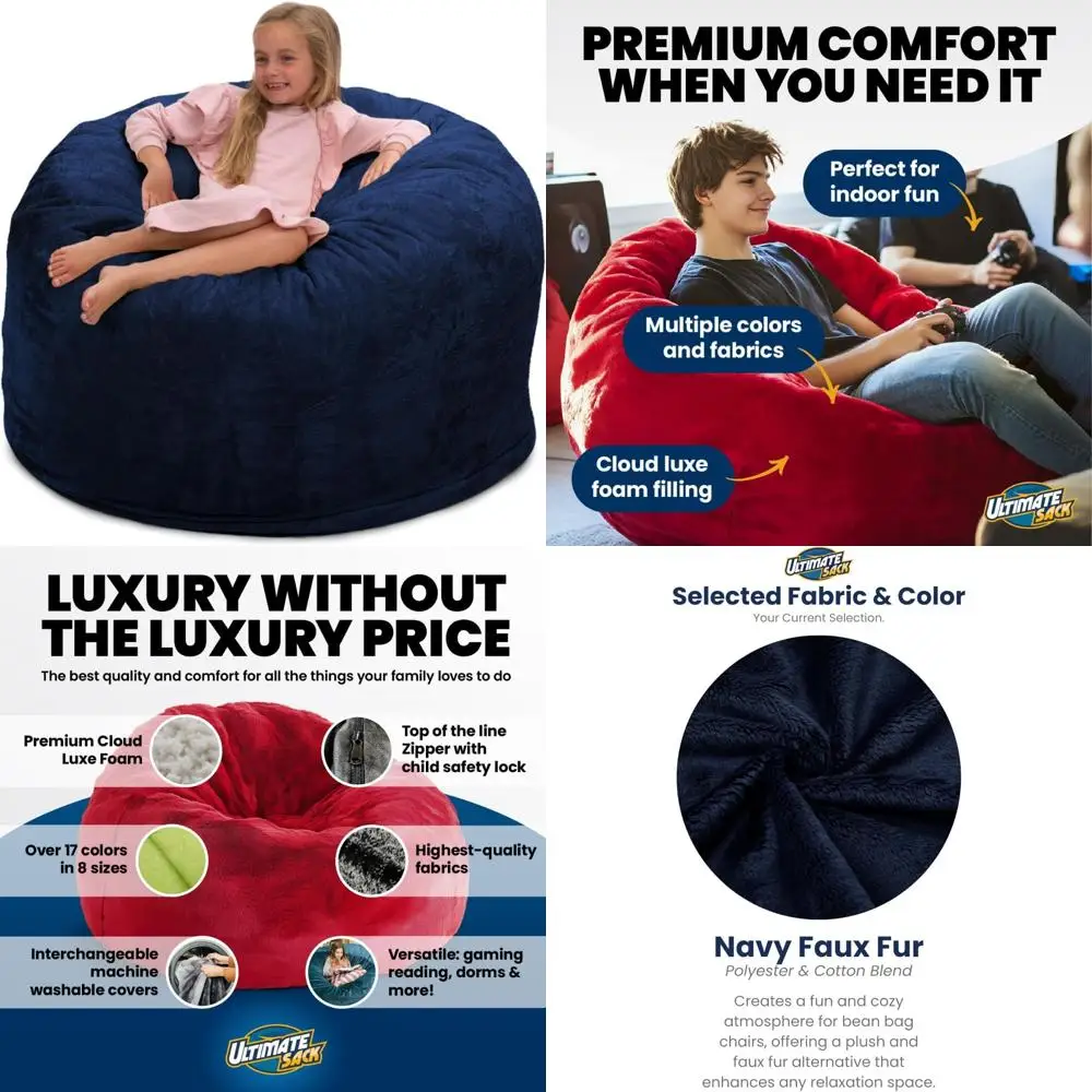 Oversized Comfortable Bean Bag Chair for Adults - Lounge Sofa Loveseat Furniture, Perfect for Relaxing and Leisure Time