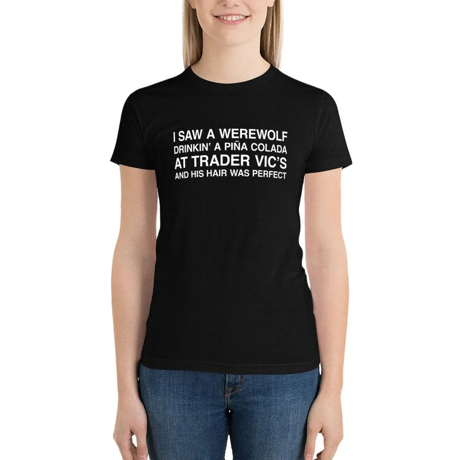 Werewolves of London Pi?a colada Warren Zevon T-Shirt plus size tops cute tops summer tops t-shirt dress for Women graphic