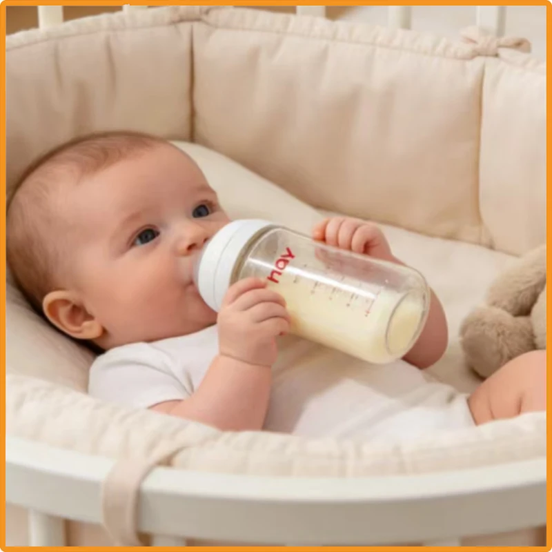 

Newborns' wide caliber anti choking glass milk bottle 0-3 months bottle straight body newborn baby bottle
