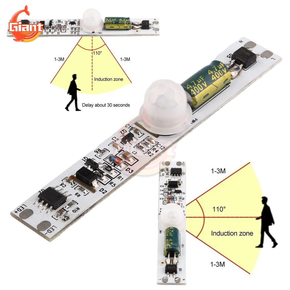 DC5V PIR Motion Sensor Switch Module High-voltage Human Body Sensing Sensor Concealed Intelligent Sensor Control Switch Module