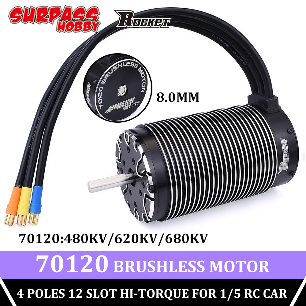 SURPASS HOBBY Rocket 70120 680KV 620KV 480KV High-torque Sensorless Brushless Motor for 1/5 Scale RC Monster Off-road Truck Car