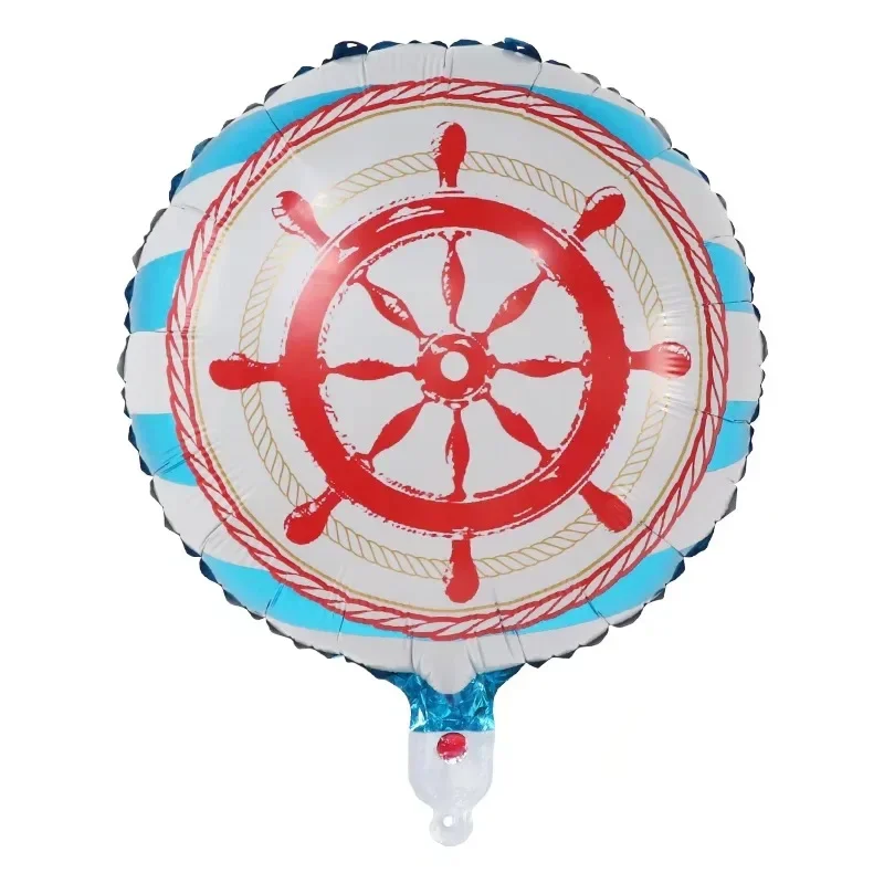 5 Pieces 18\'\' Sailor Mylar Balloon Anchor Rudder Foil Helium Balloons for Nautical Birthday Party Decorations Photo Backdrops