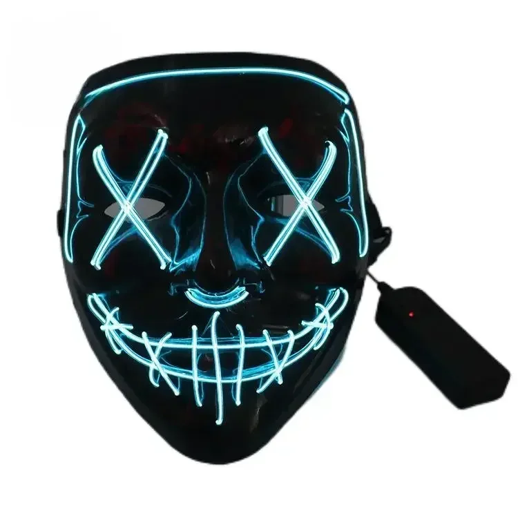 

Led Neon Scary Halloween Mask Horror Grimace Masquerade Party Dress Up Mas Halloween Terror Hate Luminous Purge Mask