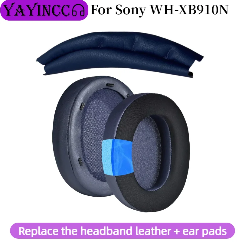 YAYINCC Bezprzewodowe słuchawki SONY WH-XB910N Wymienne żelowe nauszniki z lodem, nauszniki, poduszki na uszy, skórzany pałąk — zdjęcie produktu 5