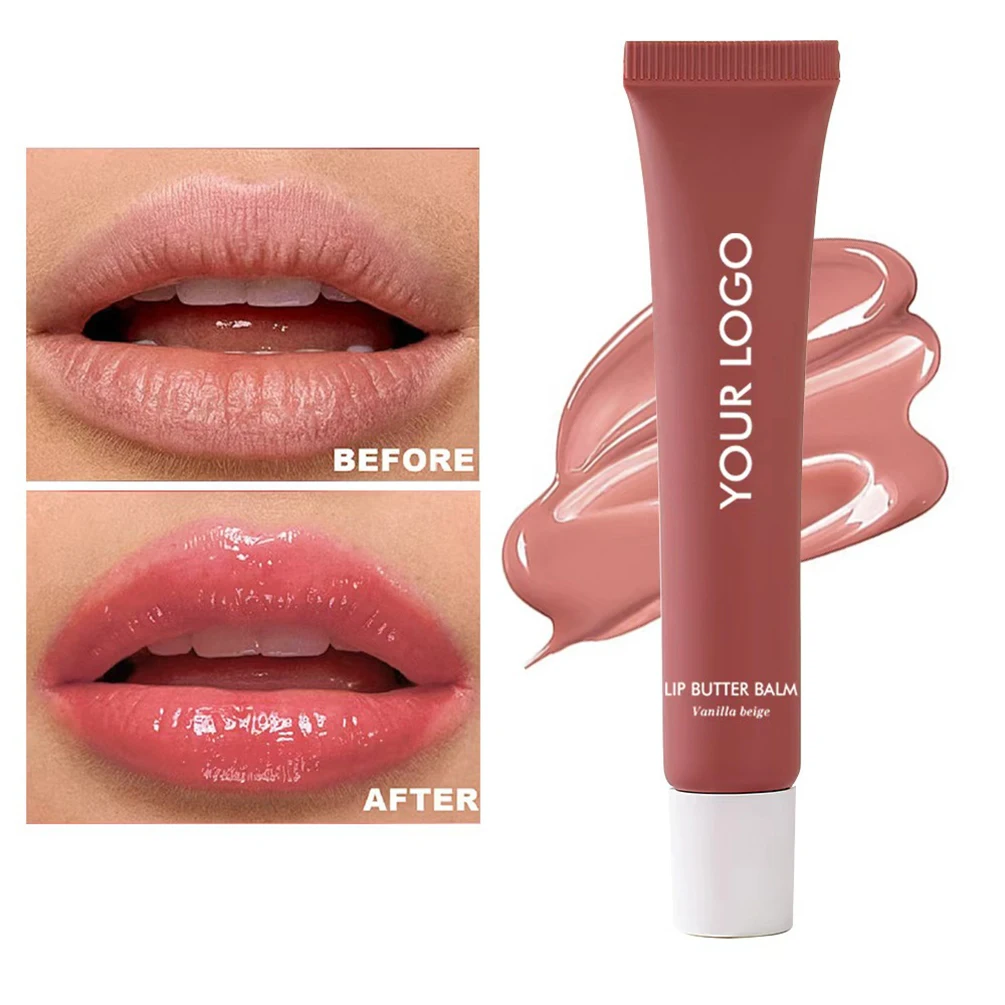 Etichetta privata 15ml Lucidalabbra Polipeptide Pigmento al burro Lunga durata 6 colori Idratante liscio Idratante Logo personalizzato Trucco