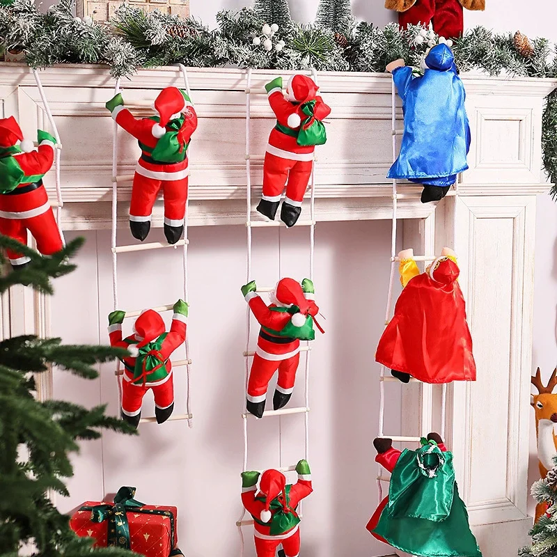 

Climbing Santa Claus On A Rope Christmas Tree Pendant Hanging Climbing Santa Claus Christmas Ornaments For Home Christmas Decora