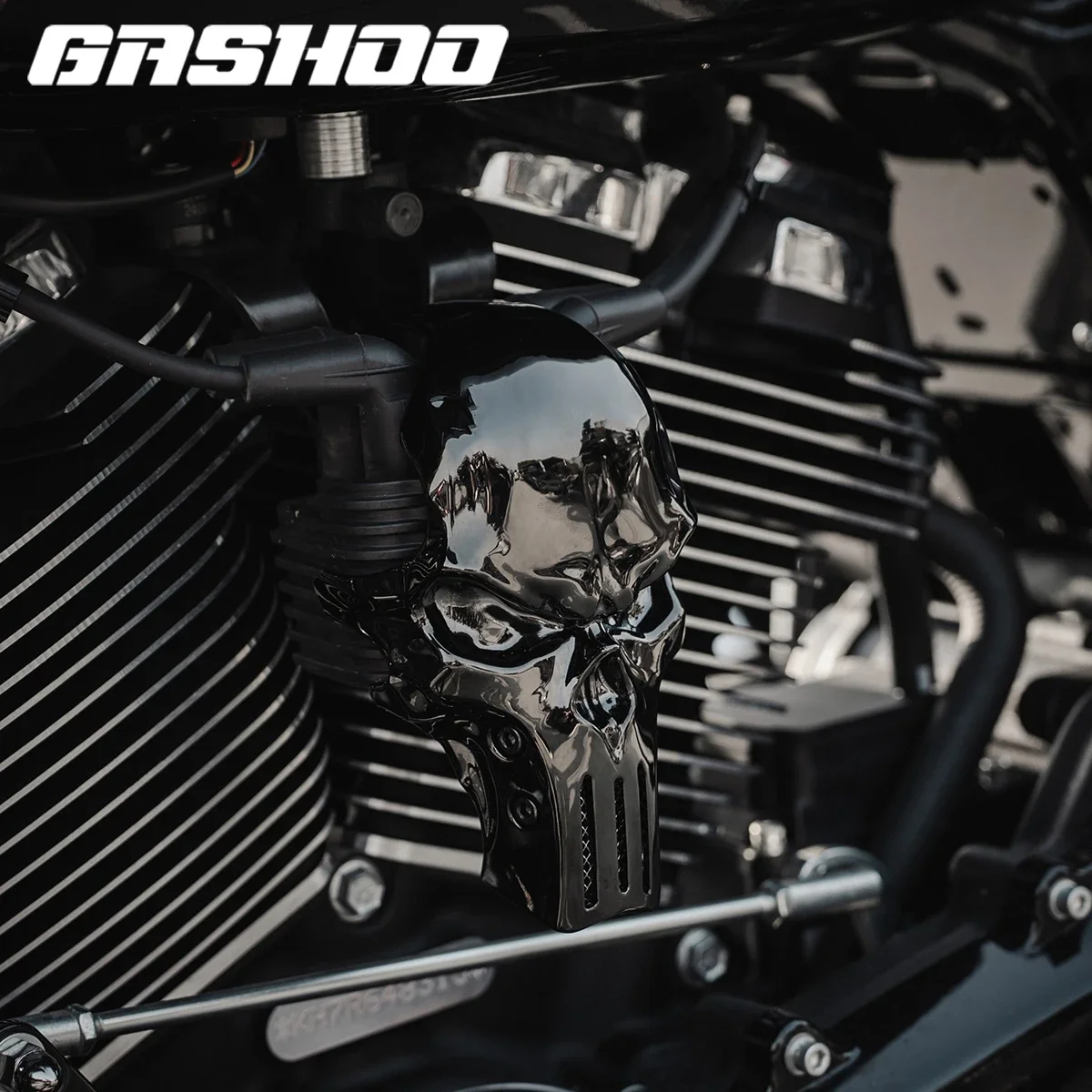 New style GASHOO Motorcycle Skull Ignition Coil Cover Guard, Engine Modification Protector For Harley-Davidson M8 Softail 2018+