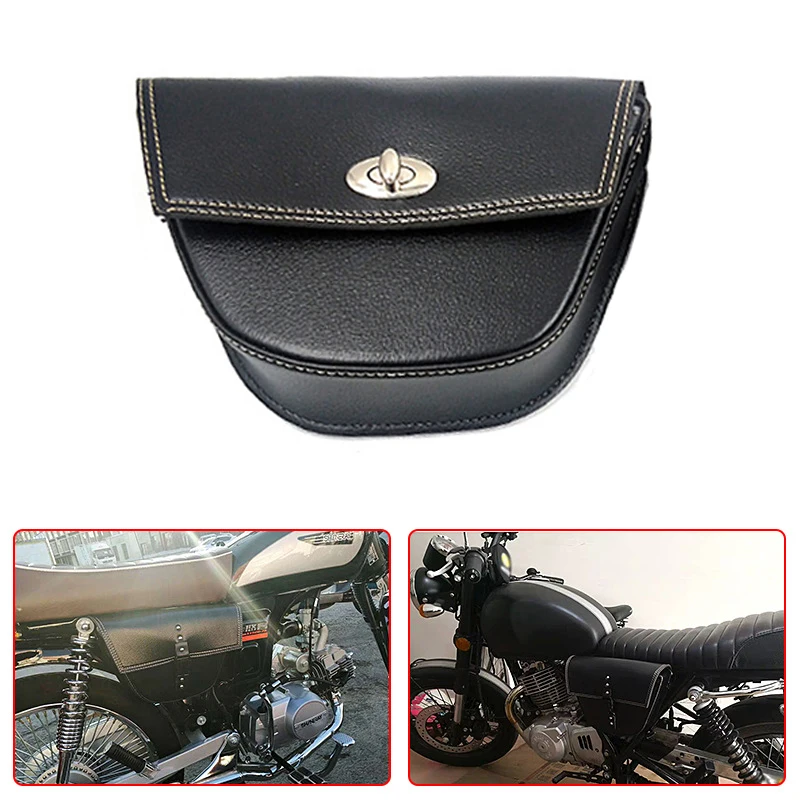 

1pcs Motorcycle Black PU Leather Saddlebag Saddle Bag Luggage Tool Side Bag Universal for Harley Honda Yamaha Suzuki