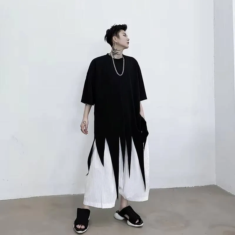 

Yamamoto Short Men's Dark T-Shirt Style Loose Men's Sleeves New Summer Irregular Cut T-Shirt Half Sleeve