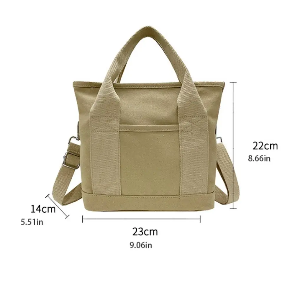 Multi-pocket Japanese Style Crossbody Bag Zipper Large Capacity Canvas Shoulder Bag Stroge Bag Mommy Bag Pure Color Tote Bag