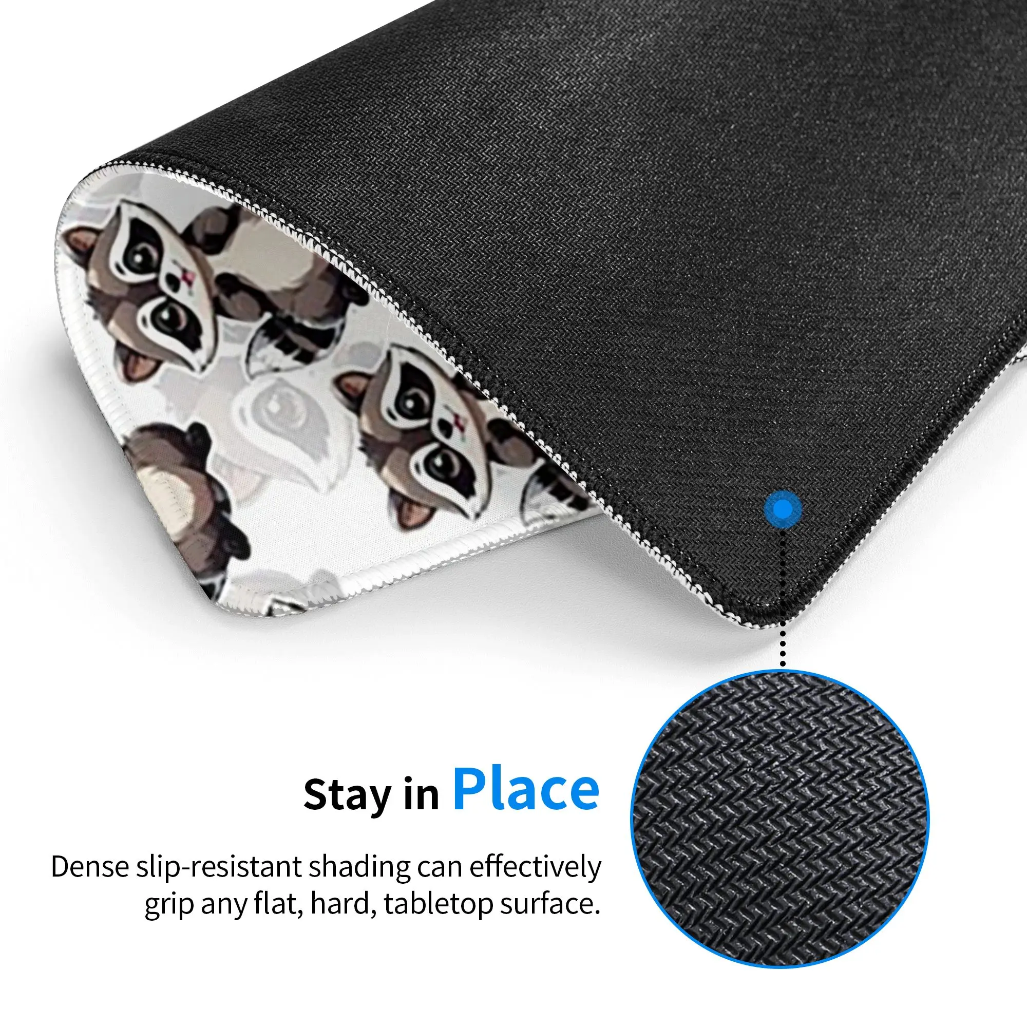 Cute Cartoon Raccoon Pattern Mouse Pad Computer Keyboard Mouse Mat Gaming PC Laptop Desk Mat Office Table Mats