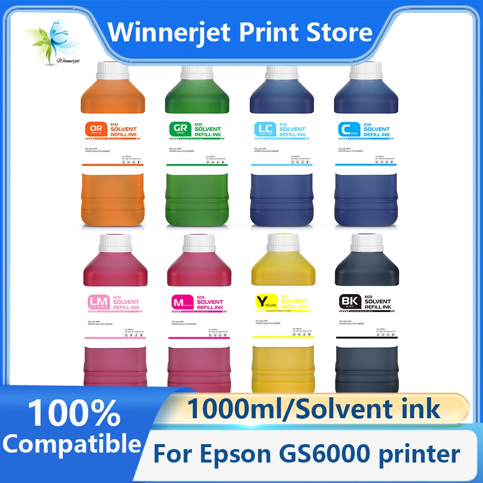 

Winnerjet GS6000 Eco-solvent ink 1000ml For EPSON GS 6000 printer Waterproof, sunscreen, bright color