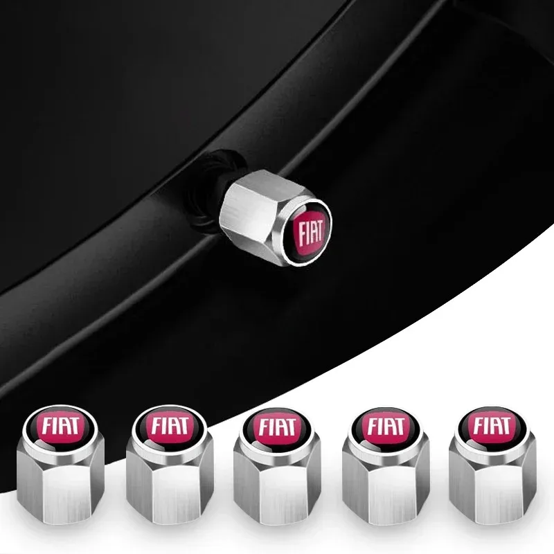 

5PCS Aluminum Car Tire Valve Caps Wheel Air Dustproof Cap For FIAT 500 Grande Stilo Freemont Punto Astra Bravo 500X Ducato Panda