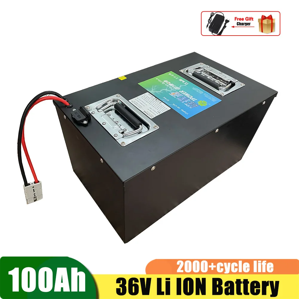 

36V 100Ah Lithium Ion Battery Pack Rechargeable for 80lbs 105lbs Fishing Boat Trolling Motor Fishing+Charger