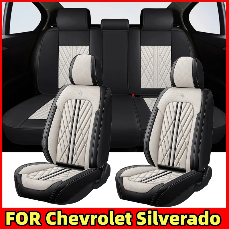 

FOR Chevrolet Silverado Car Seat Covers, Full-Wrap PU Leather Car Seat Covers, Wear-Resistant & Comfortable