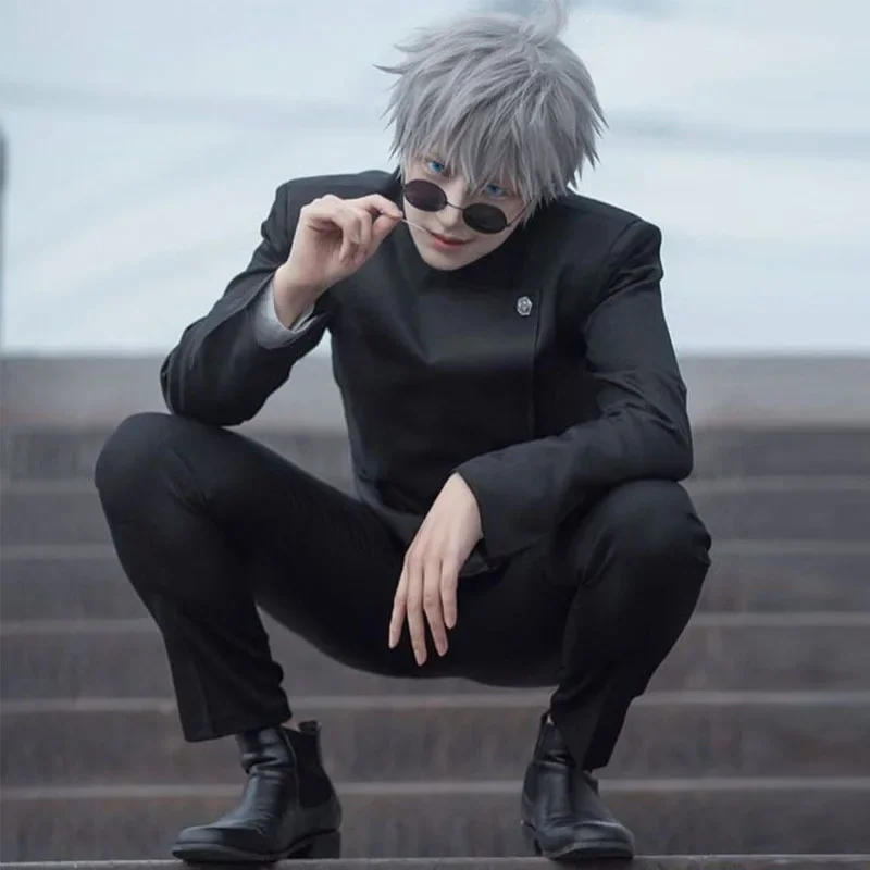 HN8 Jujutsu Kaisen المدرسة الثانوية جوجو ساتورو تأثيري حلي موحدة للرجال النساء قميص السراويل شعر مستعار هالوين موحدة مجموعات كاملة 8...Gf