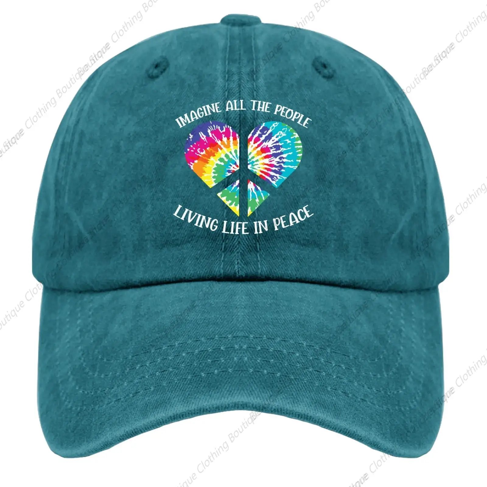 

Be Kind Imagine All The People Living Life in Peace Love Caps Runners Hat Cyan Blue Hat for Men Gifts for Grandma