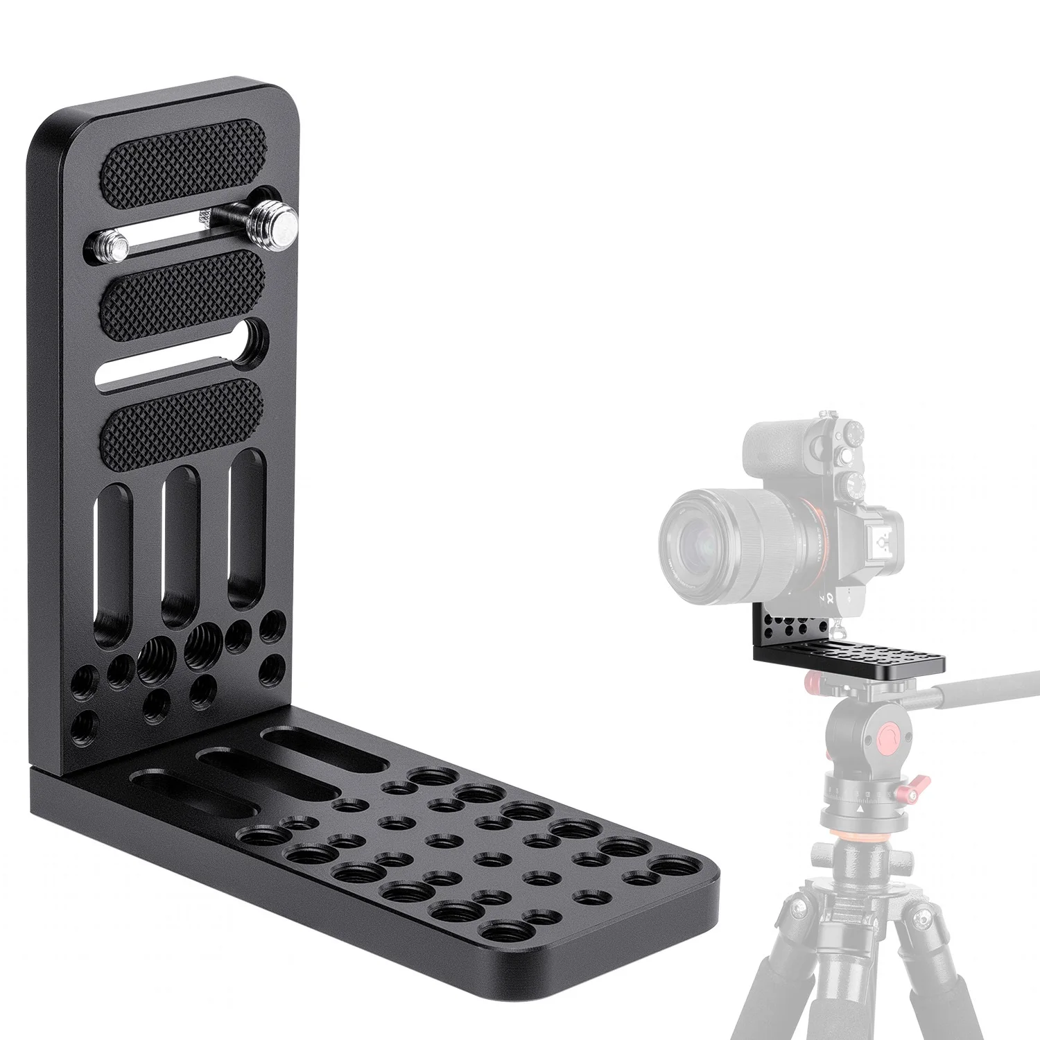 

Fomito Camera L Bracket Lock On Quick Release Plate for Canon Nikon Sony 4K Video Camcorder DSLR Supports 3/8 "1/4" screws