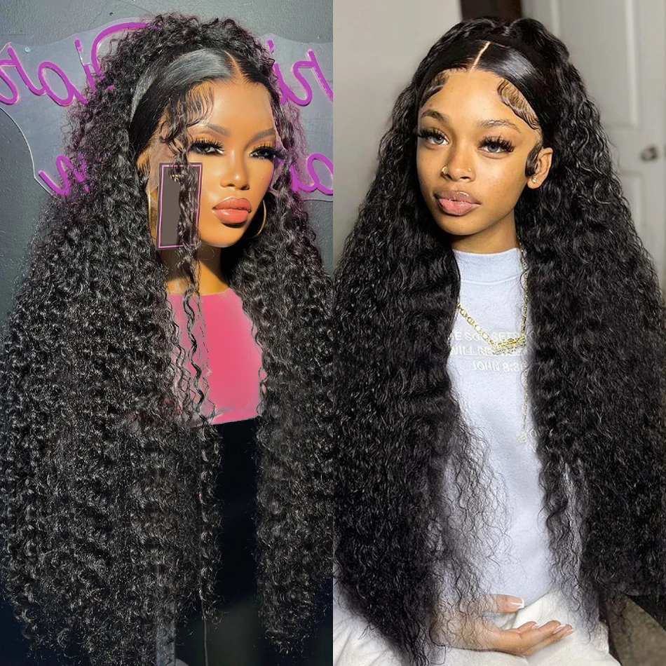 Human Hair Wigs Brazilian Deep Wave Frontal Wig 13x4 Transparent Lace Curly Human Hair Wig PrePlucked Wigs For Women Bling Hair