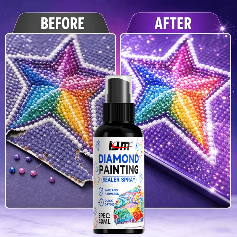 KJM Diamond Painting Sealer Spray Anti-Fall Quick Dry Transparent Non-Sticky Resists Yellowing For DIY Craft Puzzle Gem Lock