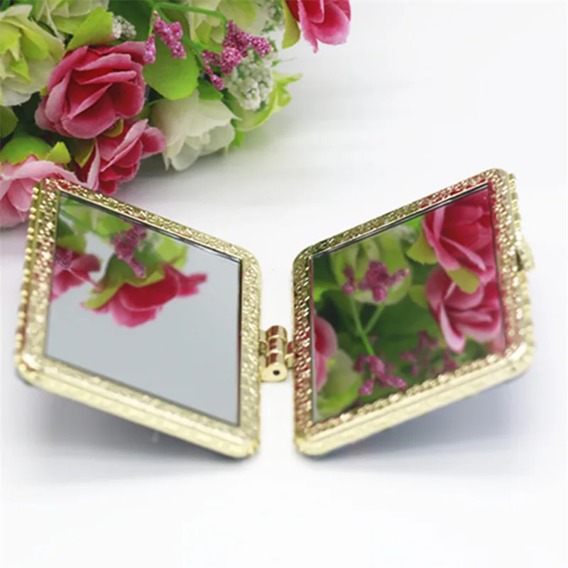 CSHOU338 Mini Makeup Compact Pocket Floral Mirror Portable Two-side Folding Make Up Mirror Women Vintage Cosmetic Mirrors