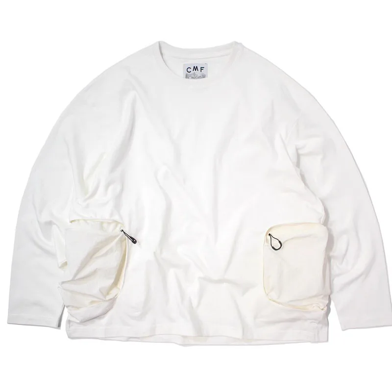 CMF Functional Mountain Splicing Long Sleeve Nylon Pocket Loose Cotton T-Shirt
