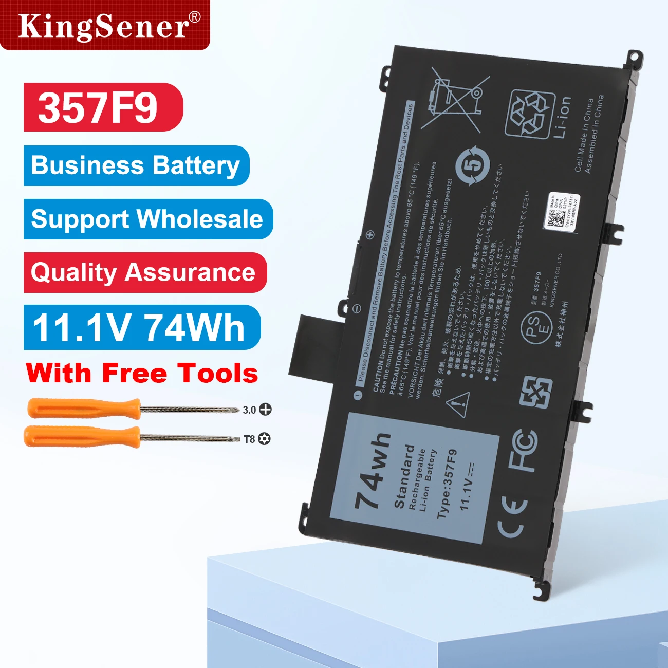 KingSener 11.4V 74Wh 357F9 Battery For DELL Inspiron 15 Gaming 5576 5577 7566 7567 7000 7557 7559 P65F P57F P65F001 P57F001