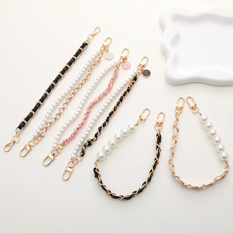 Camellia Pearl Mobile Phone Charm keychain Chain Girl Woman Cell Phone Case Fashion Pendant Key Strap Rope With Universal Clip