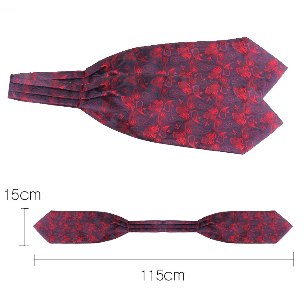 Cravate à motif rouge pour hommes, cravate de mariage formelle de luxe, en Polyester doux Paisley, Scrunch, pour homme britannique