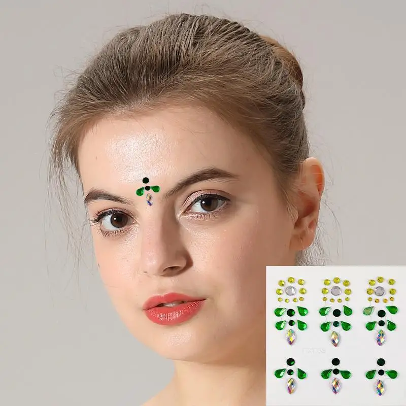 3D Eye Face Rhinestone Stickers Shiny Self-Adhesive Crystal Decor 1 Sheet for Eye Makeup Prom Wedding Party Accessory