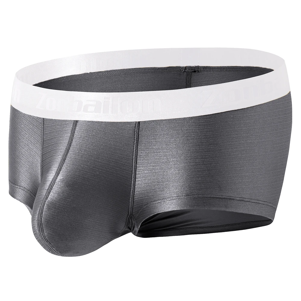 Zonbailon Men's Tagless Short Boxers Breathable Ice Silk Trunks Underwear Men Boxers BIg Pouch
