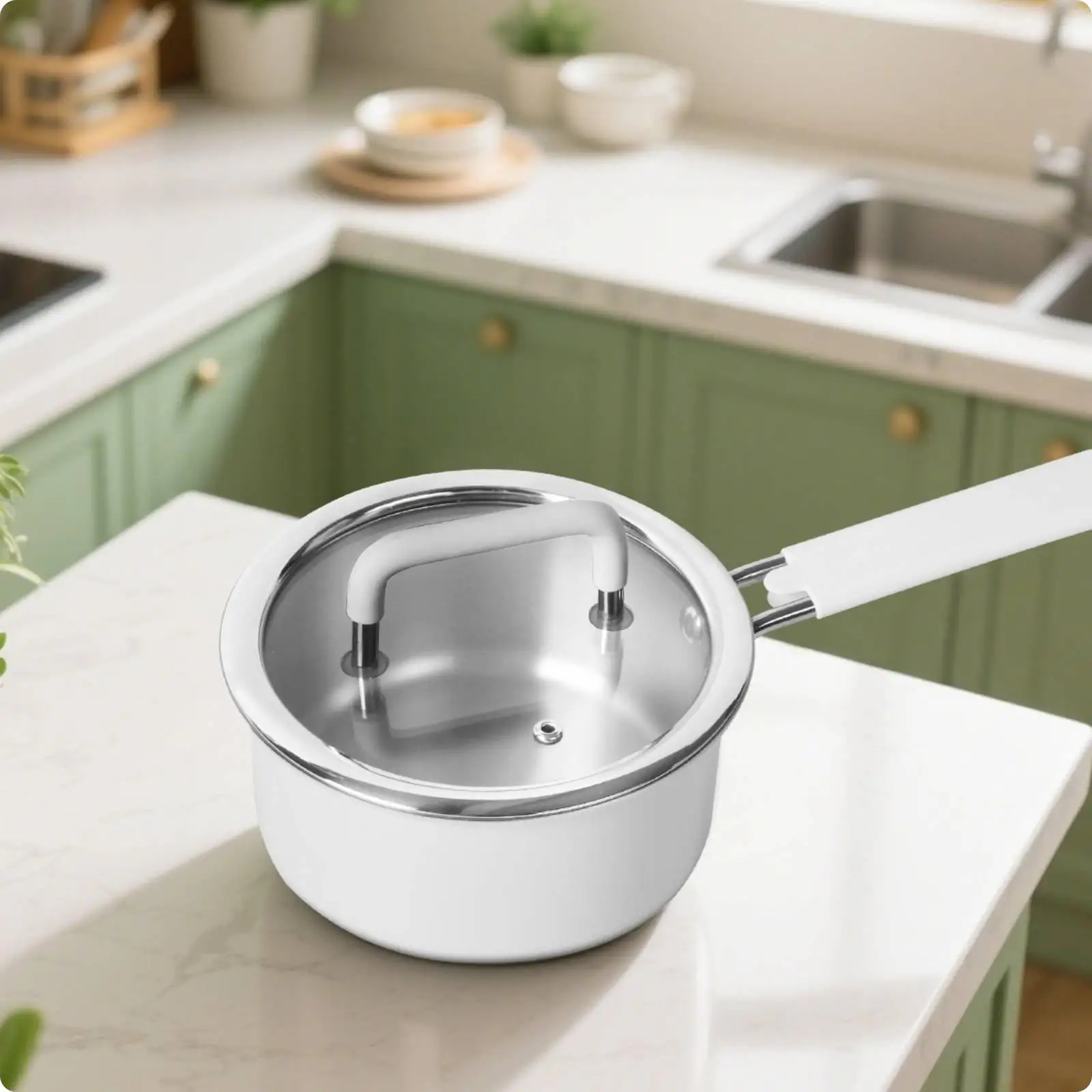 Infant Meal Pot Uncoated Titanium Saucepan for Gas Cooktop, Babies