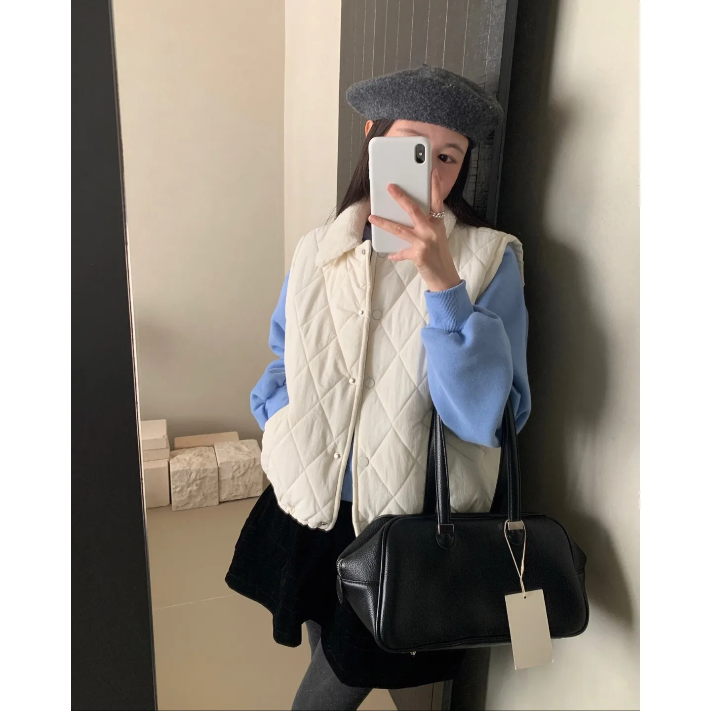 

Korean Sle Women's Thiened down Jaet with Cotton Insert Diamond Patterned Collar Coat Warm Spring Autumn Winter Outerwear