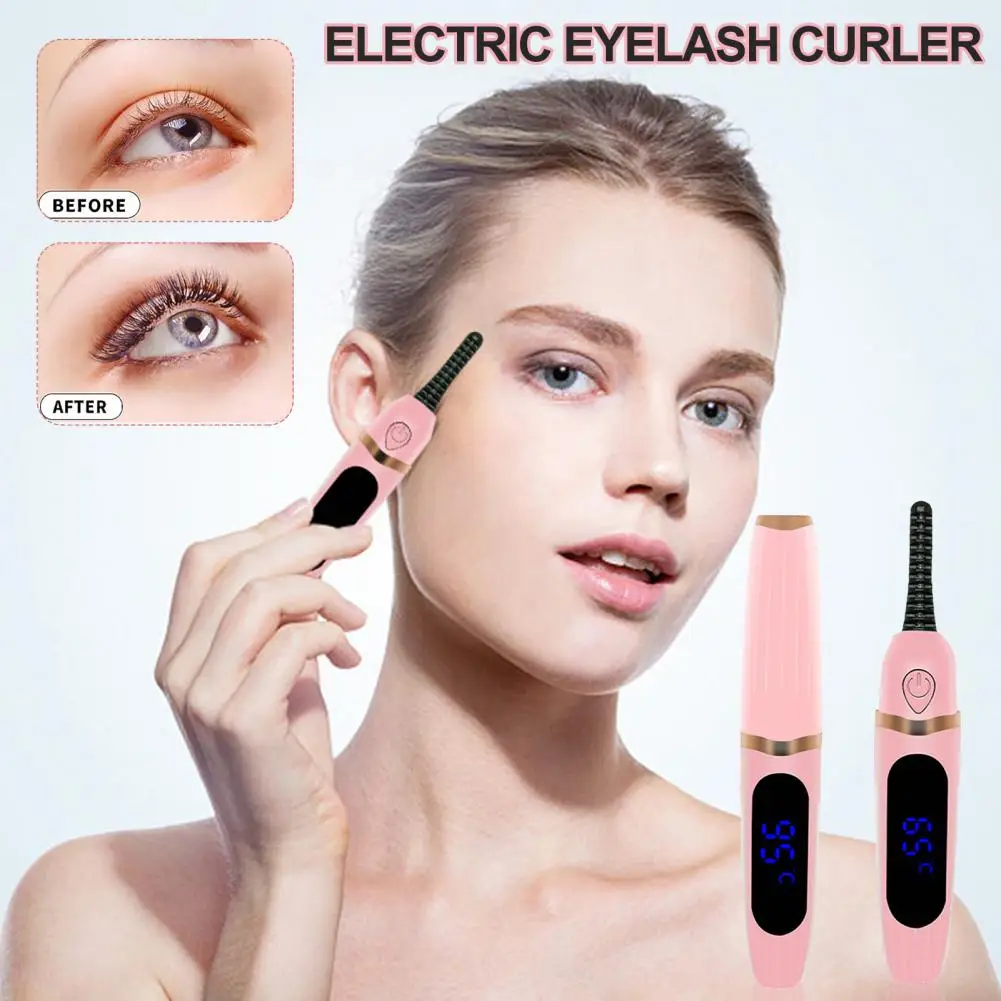 

Electric Eyelash Curler Curved Brush Head Eyelash Curler Portable 3 Gear Heated Eyelash Clip with Led Display makeup tool