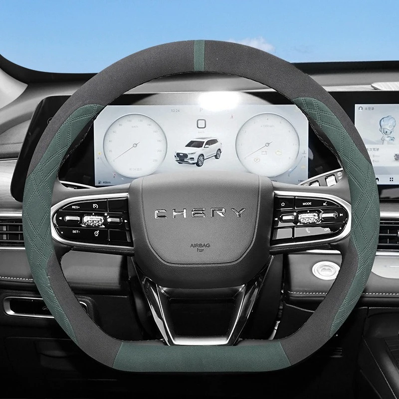 Ultra‑Thin Suede Car Steering Wheel Cover for Geely Coolray Emgrand Monjaro Tugella Okavango 2023 2024 2025 2026 Accessories