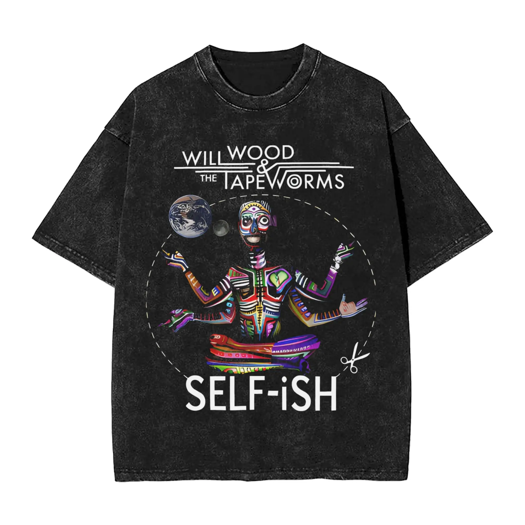 Self-ish Will Wood Meditation  Apparel Washed T Shirt for Men Women Streetwear Hip Hop T-Shirt Graphic Printed  Tees Tops