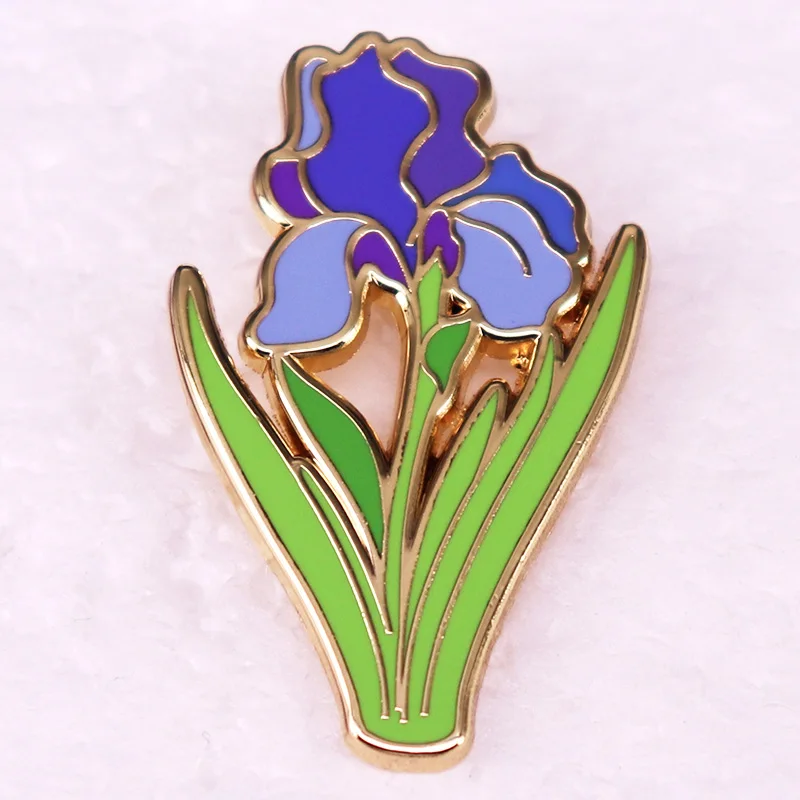 Faith and hope Blue iris Flower Enamel Pin badge brooch Funny Birthday Gift For Bff