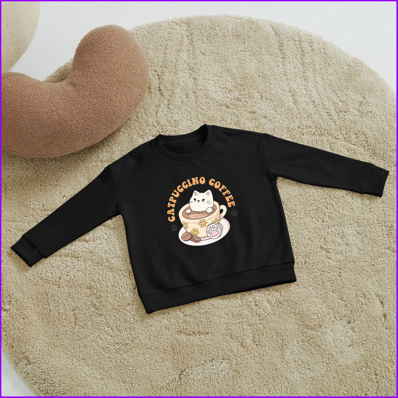 Catpuccino Coffee Cat Cute Yhbc133 Kids Boys Girls Hoodies Sweatshirts  Teenagers Tweens 2024 Toddler Tees Designer Luxury Pin