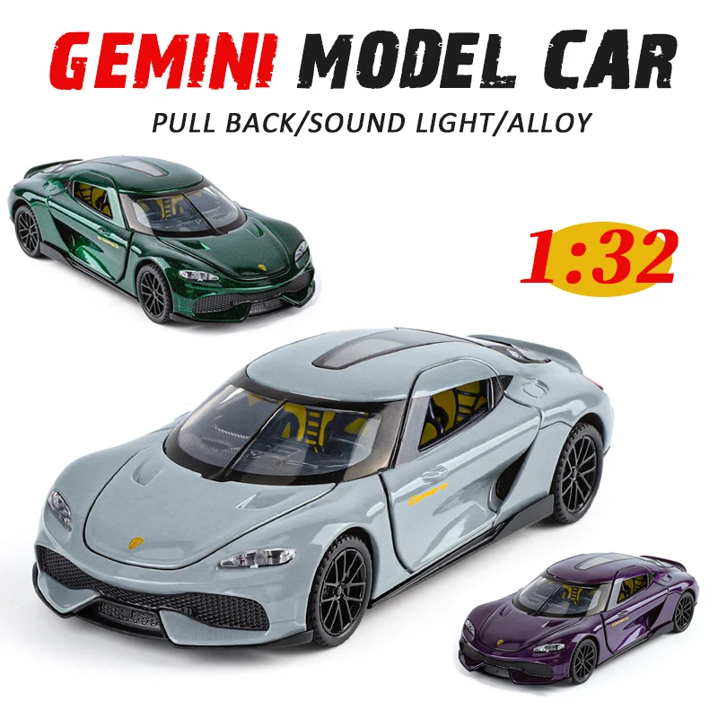 

1/32 simulated KNSG Gemini Supercar Miniature Diecast Mode Alloy Luxury Racing Car collection display Vehicle Toy one piece gift