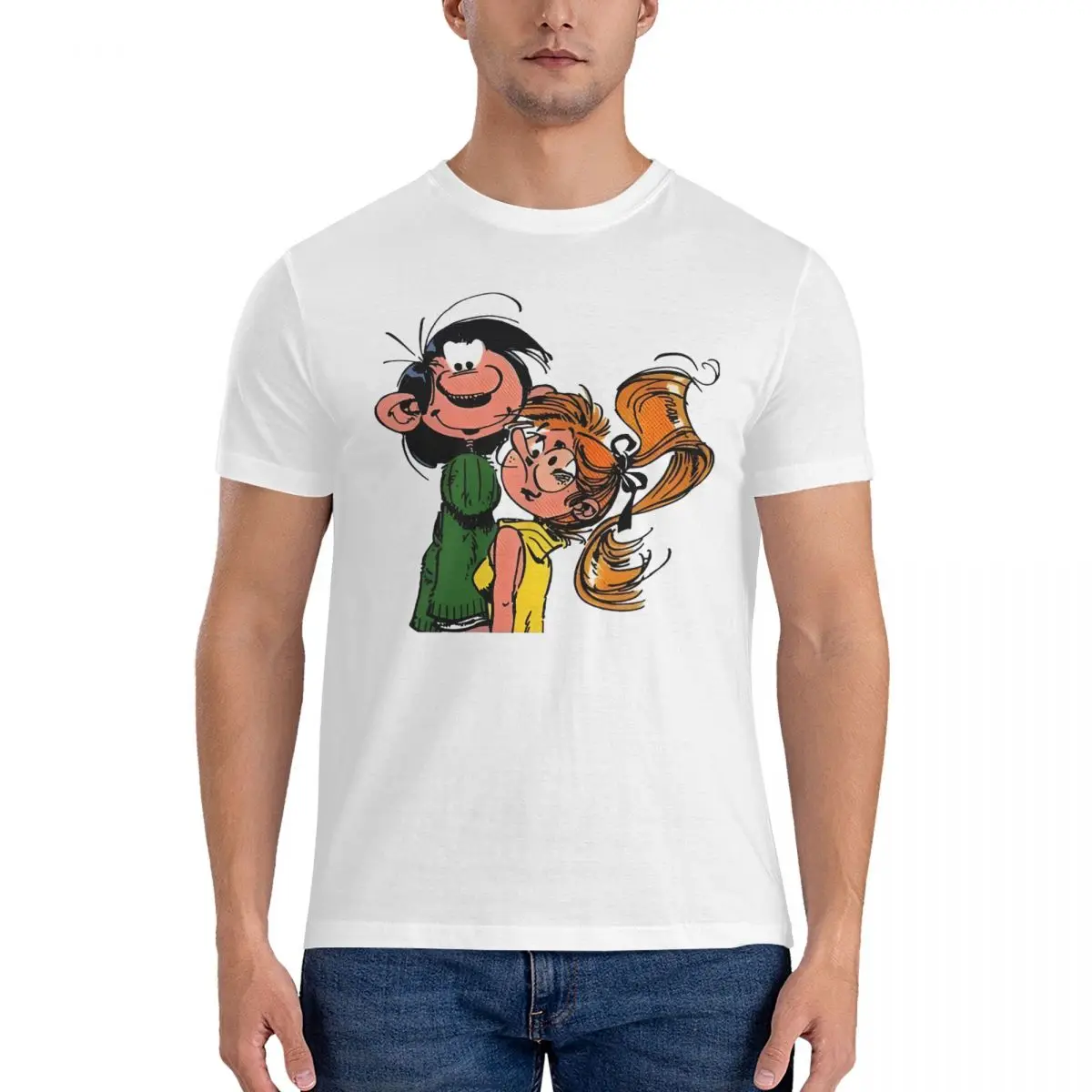 Men Animation T Shirt Gaston Lagaffe Cotton Clothes Vintage Short Sleeve Round Collar Tees Graphic Printed T-Shirts