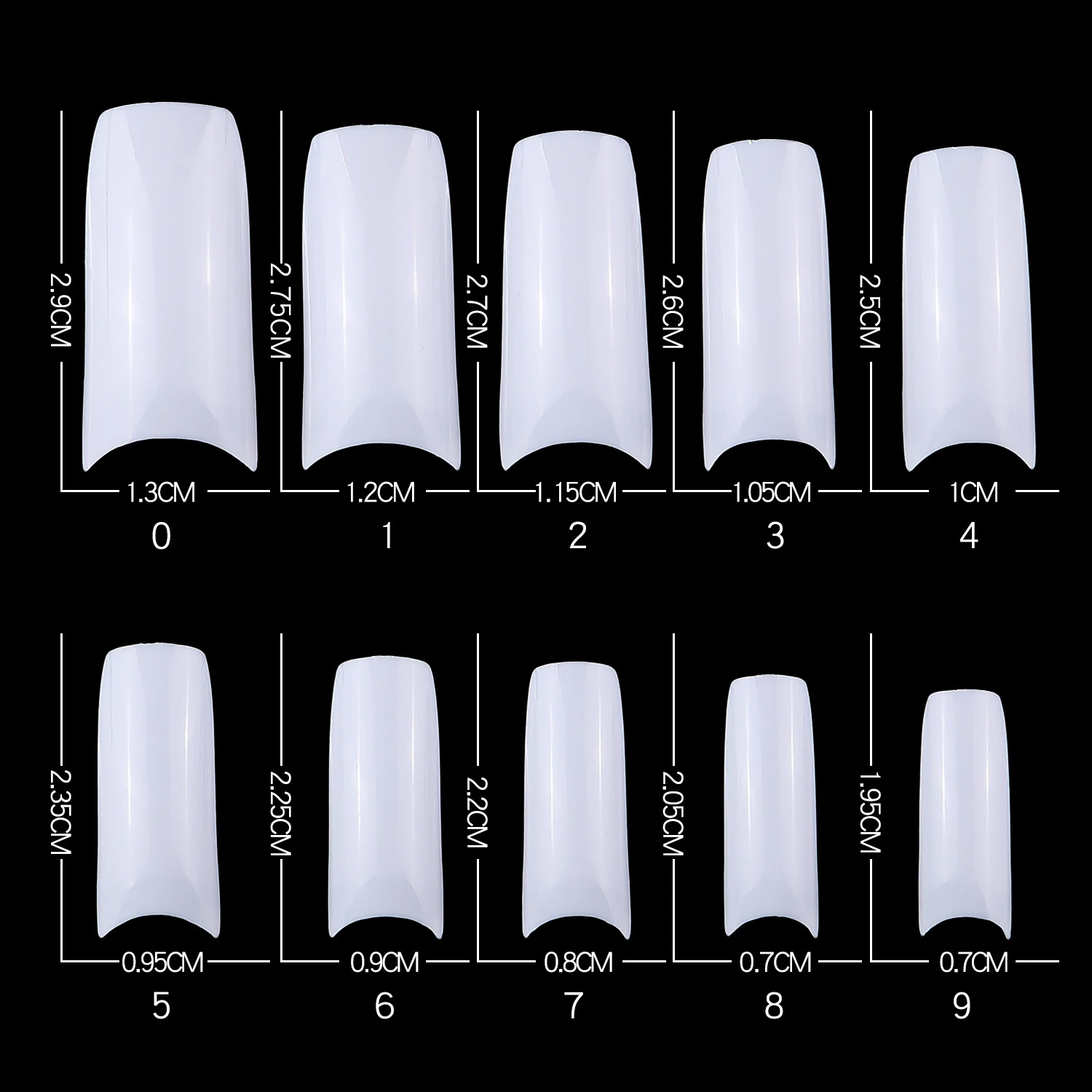 500 stks/doos Witte Franse Valse Nagel Tips Half Cover 10 Maat Beschikbaar voor Nagelverlenging Manicure Lange Nagel Tips