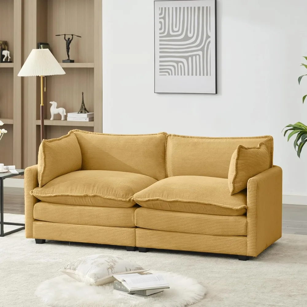 

Upholstered Loveseat 2-Seater Sofa Couch, Convertible Modular Sectional Sofa Couch, Modern Corduroy Fabric Living Room Furnitur