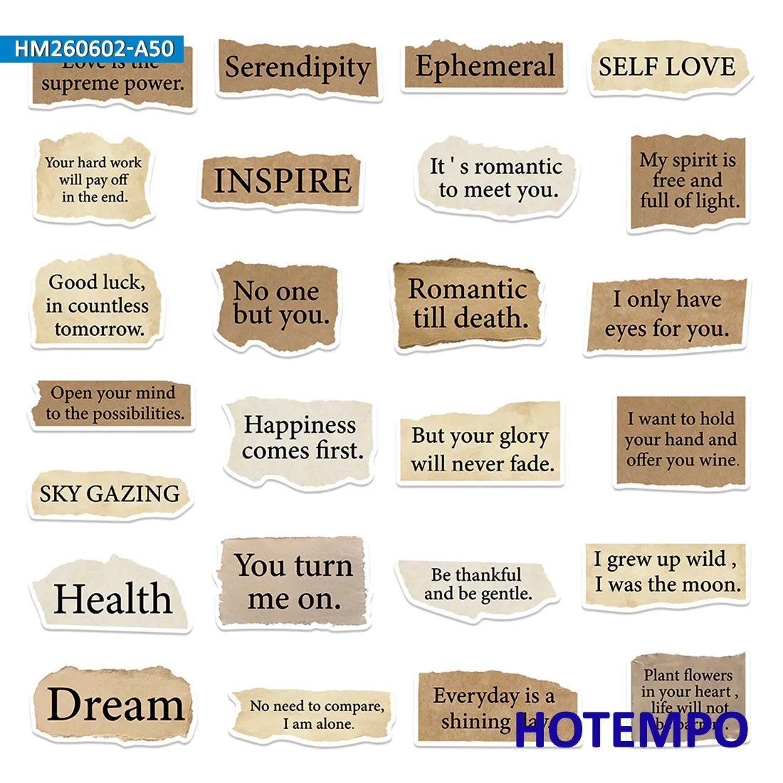 Motivational English Phrases Stickers Set, Incentive Words Slogan, for Laptop Car Phone Scrapbook, Fun Sticker Pack, 20/30/50PCS