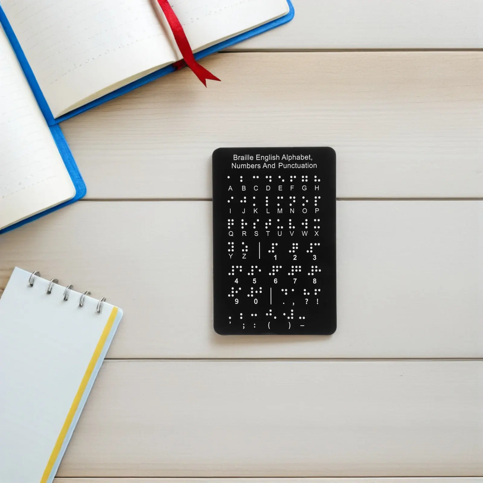 Braille Alphabet Board Black Raised Dots Beginner Learning Tool Blind Children Numbers Letters Punctuation Reading Practice Aid