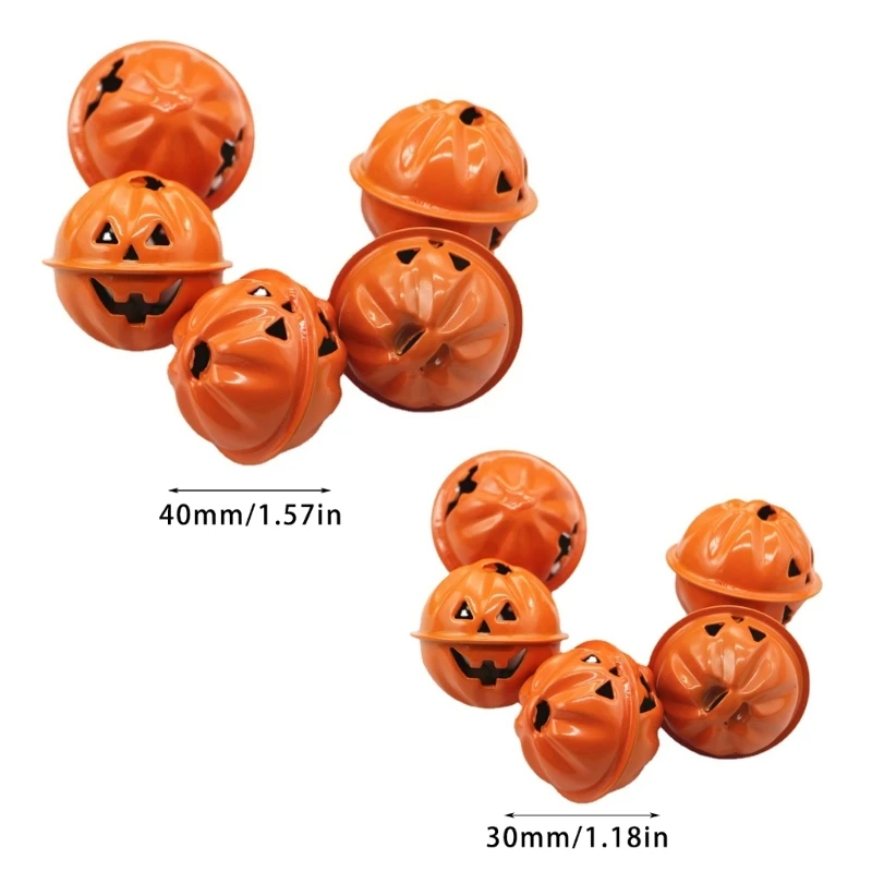 10pcs Halloween Celebration Pumpkin Bells Metal Smiling Face Charm Creative Jewelry Making Accessories Party Supplies