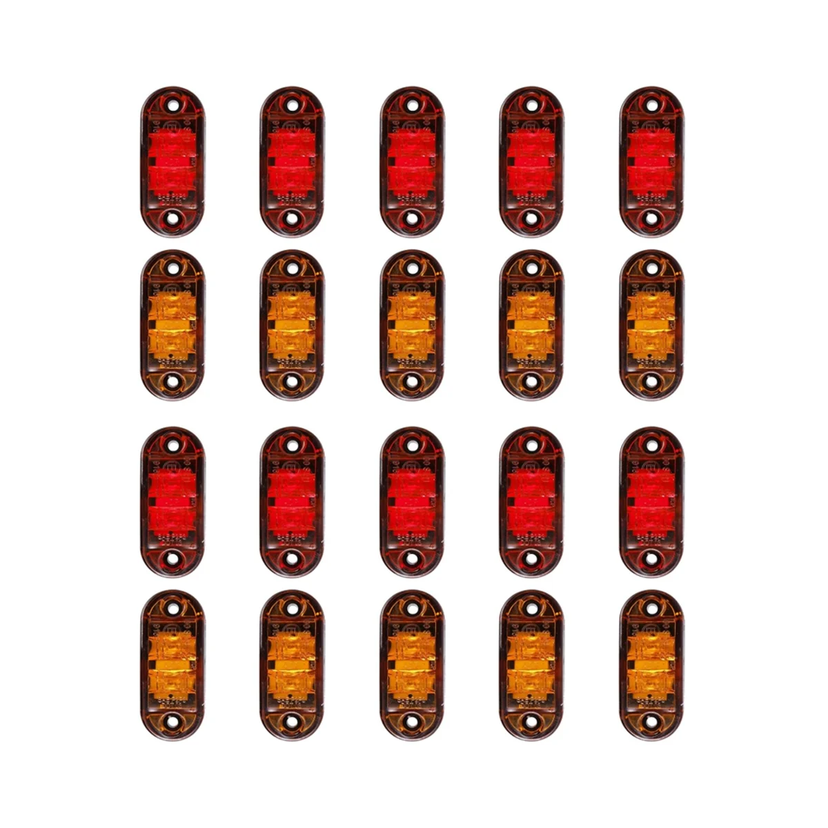 Amber Red 2.5 inch Oval LED Trailer Truck Clearance Light Side Marker Light 20PCS, Waterproof Marker Indicators Light