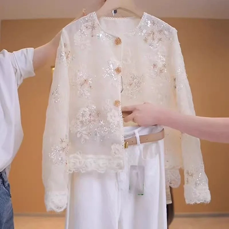 New Chinese Lace Embroidery Sunscreen Short Coat Female 2025 New High-grade Temperament Celebrities Wear National Tide Tops