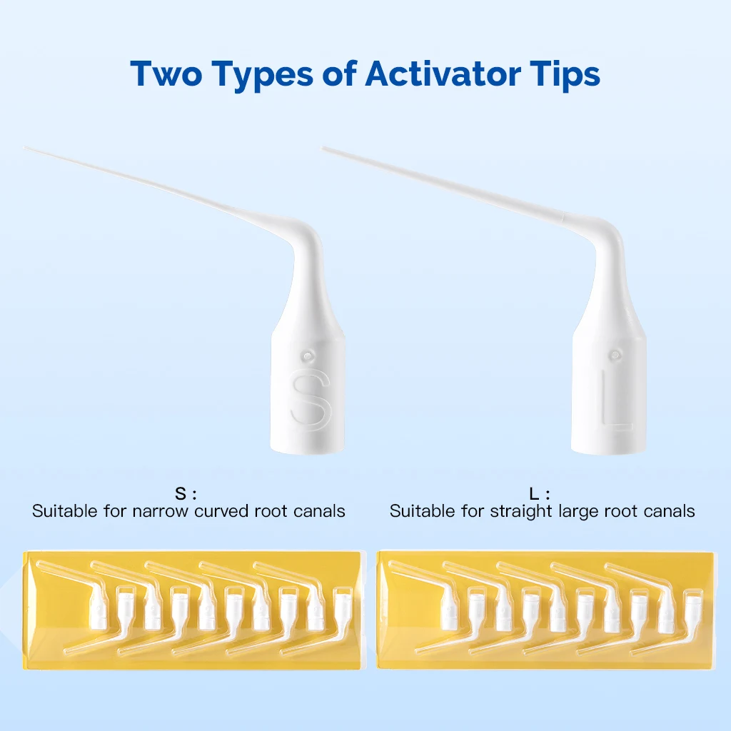 20 Stück AZDENT Dental Ultraschall-Aktivator-Spitzen, Endo-Irrigator-Spitzen Größe S/L für gerade, große und schmale, gebogene Wurzelkanäle – Detail 1